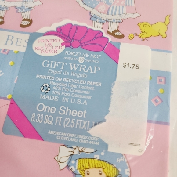 NWT Vintage Holly Hobby Pink Spring Gift Wrap American Greetings - Picture 2 of 6